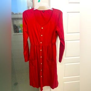 Red button down dress with pockets
